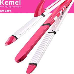 Kemei 3 in 1 Straightner hair styling tool for straightening curling and crimping