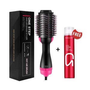 one step hot air brush dryer + straightener with gift hair hold spray